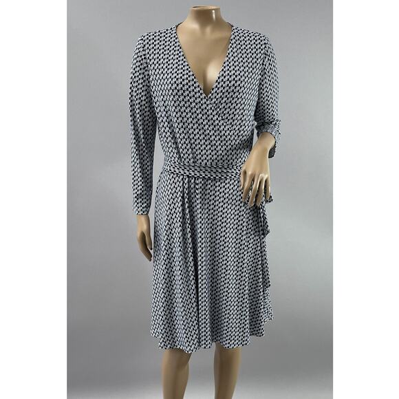 Brooks Brothers Dress Women M Red Fleece Logo True Wrap Jersey Stretch Navy Blue - Picture 1 of 13